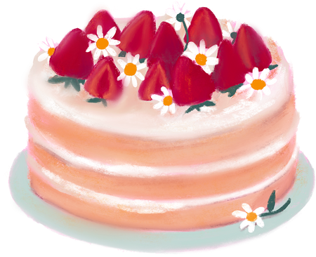 Dreamy Painterly Strawberry Cake